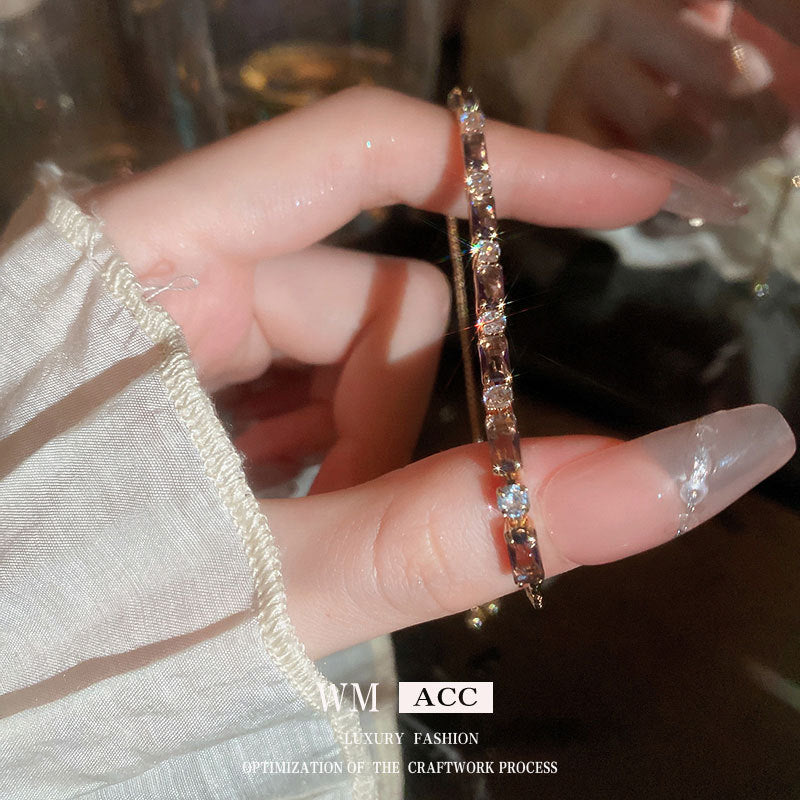 Xiaohongshu Same Style Hot-Selling Zircon Bracelet Light Luxury Niche Exquisite High-End Feel Adjustable Pull Jewelry for Women