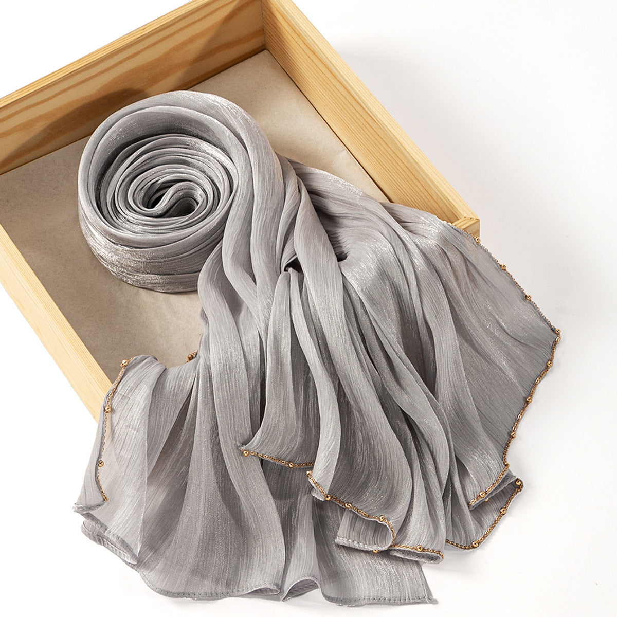 Southeast Asia Hot-Selling Popular Solid Color Chiffon Island Silk Chain Long Scarf Summer Refreshing Breathable Sun-Proof Ethnic Headscarf