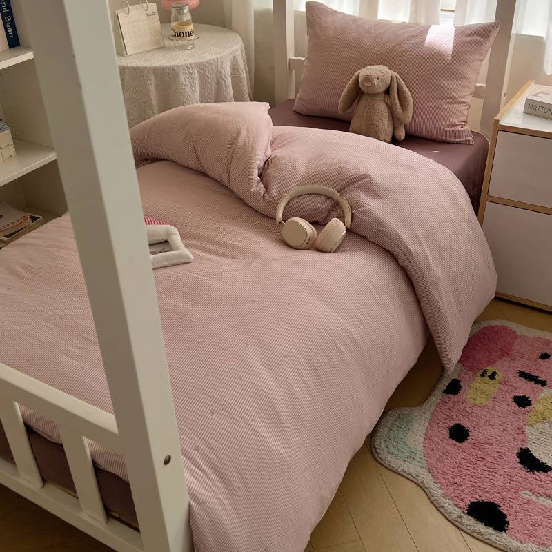 2025Hot-Selling Double-Layer Gauze Student Season Bed Single Quilt Cover Dormitory Dormitory Bunk Bed Three-Piece Set