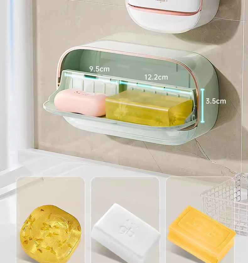 Cross-Border Hot-Selling Soap Holder Wall-Mounted Light Luxury Soap Holder Rack No-Drill Soap Box Draining Laundry Soap Box Convenient