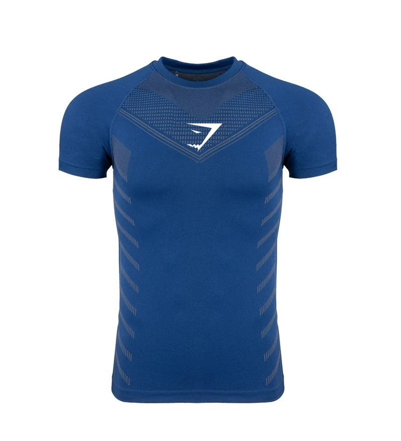 Foreign Trade Hot-Selling Cross-Border Men's Sports Running Fitness Quick-Dry Short Sleeve Tights3D 3D Printing GYMSHARK