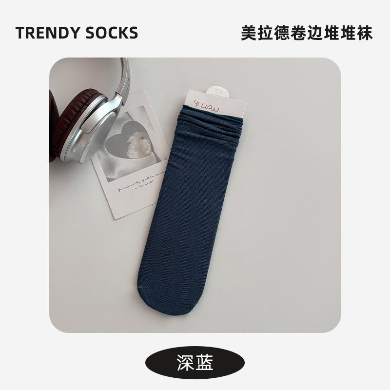 Socks Pure Cotton Women Summer Thin Style Pile Socks Solid Color Mid-Calf Socks Oxygen Cotton Confinement Socks Women Long Socks Zhuji Socks Industry