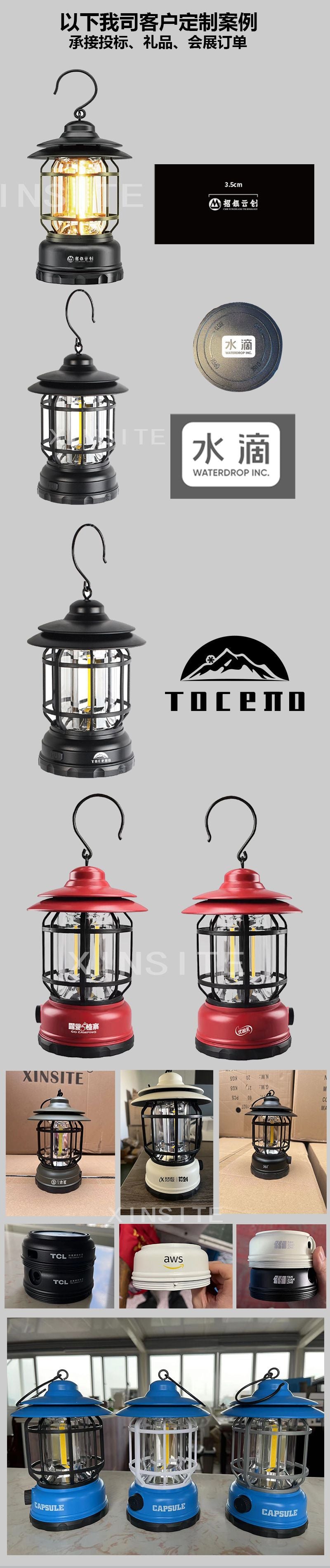 TikTok Hot-Selling Camping Light Atmosphere Light Flame Camping Light Tent Retro Lantern Outdoor Rechargeable Handheld Light Gift