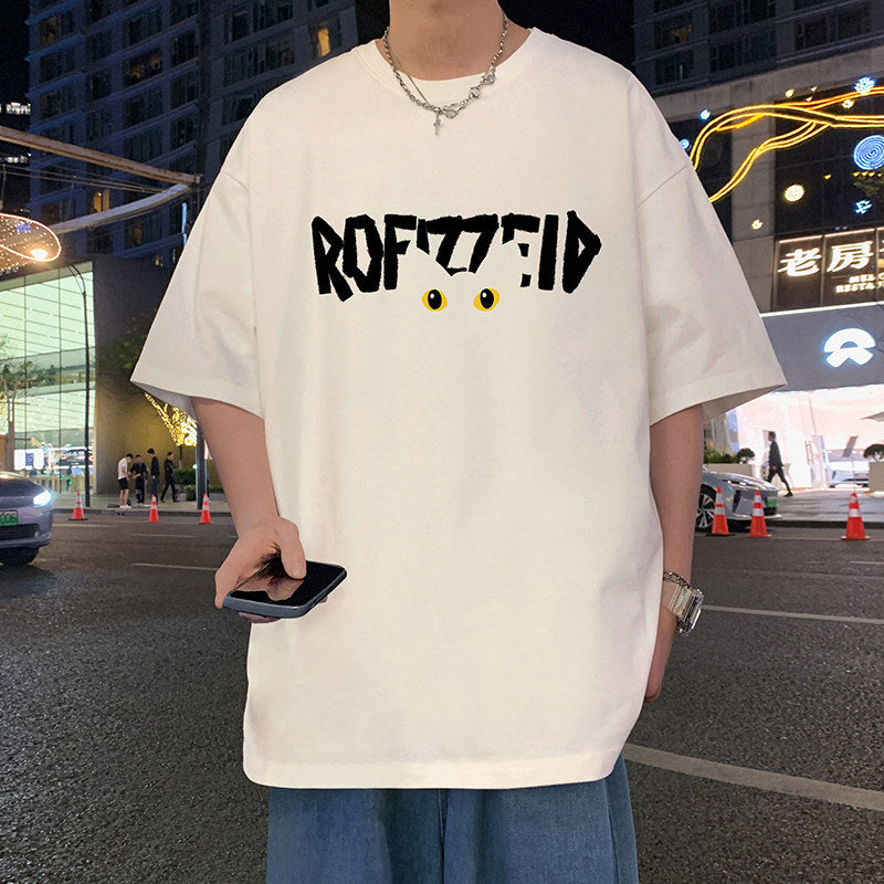 Short Sleeve T Men's Summer New Heavyweight Pure Cotton Crew Neck T-Shirt Large Size Loose Fit Men's Short Sleeve ins Fashion brand top