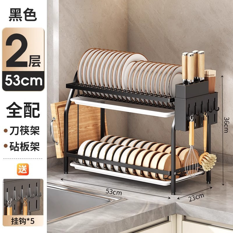Cross-Border Kitchen Storage Rack Multi-Functional Bowl Dish Plate Knife Rack Chopstick Organizer Household Countertop Multi-Layer Draining Rack
