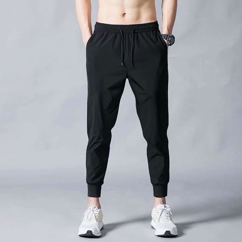Summer Thin Pants Men Straight Pants Boys Trendy Versatile Loose Cropped Pants Students Summer Wide-Leg Casual Pants