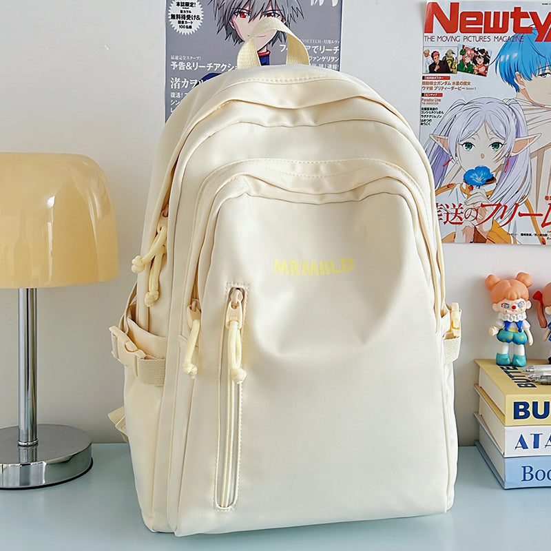 Large Capacity Backpack Women's New Fashion Simple School Bag Harajuku style solid color travel backpack for middle and high school students http://detail.1688.com/offer/967608488585.html