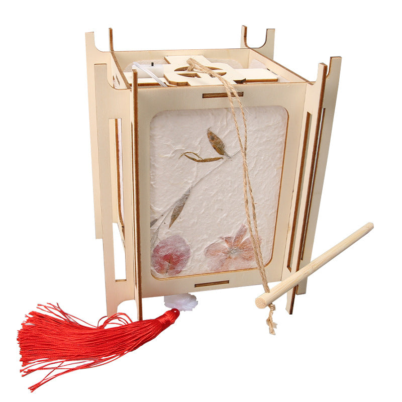 Mid-Autumn Festival Rabbit Lantern Handicraft DIY Children's Material Kit Chinese Style Ancient Floral Glowing Handheld Lantern Palace Lantern