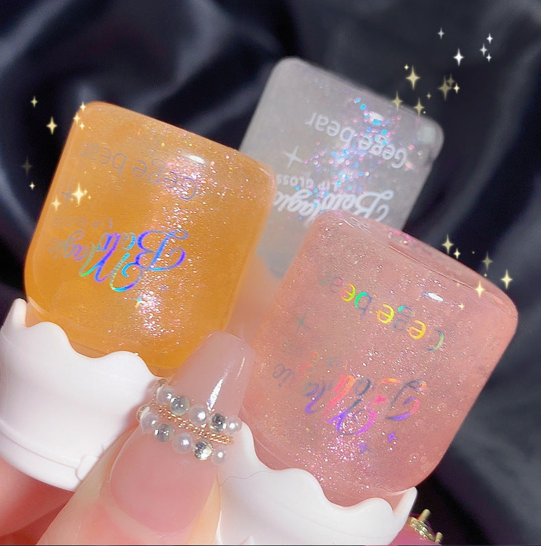 Gege bear Gogo Bear Bowknot Radiant Lip Gloss Hydrating Moisturizing Nourishing Lip Line Reducing Jar Lip Oil