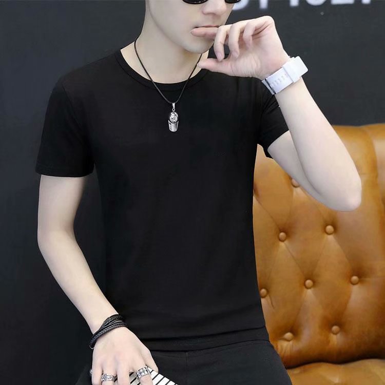 2025Cross-border Trade Summer New Style for Teenagers N Men's Short Sleeve Color Block Crew Neck Trendy Half Sleeve t Shirt Top