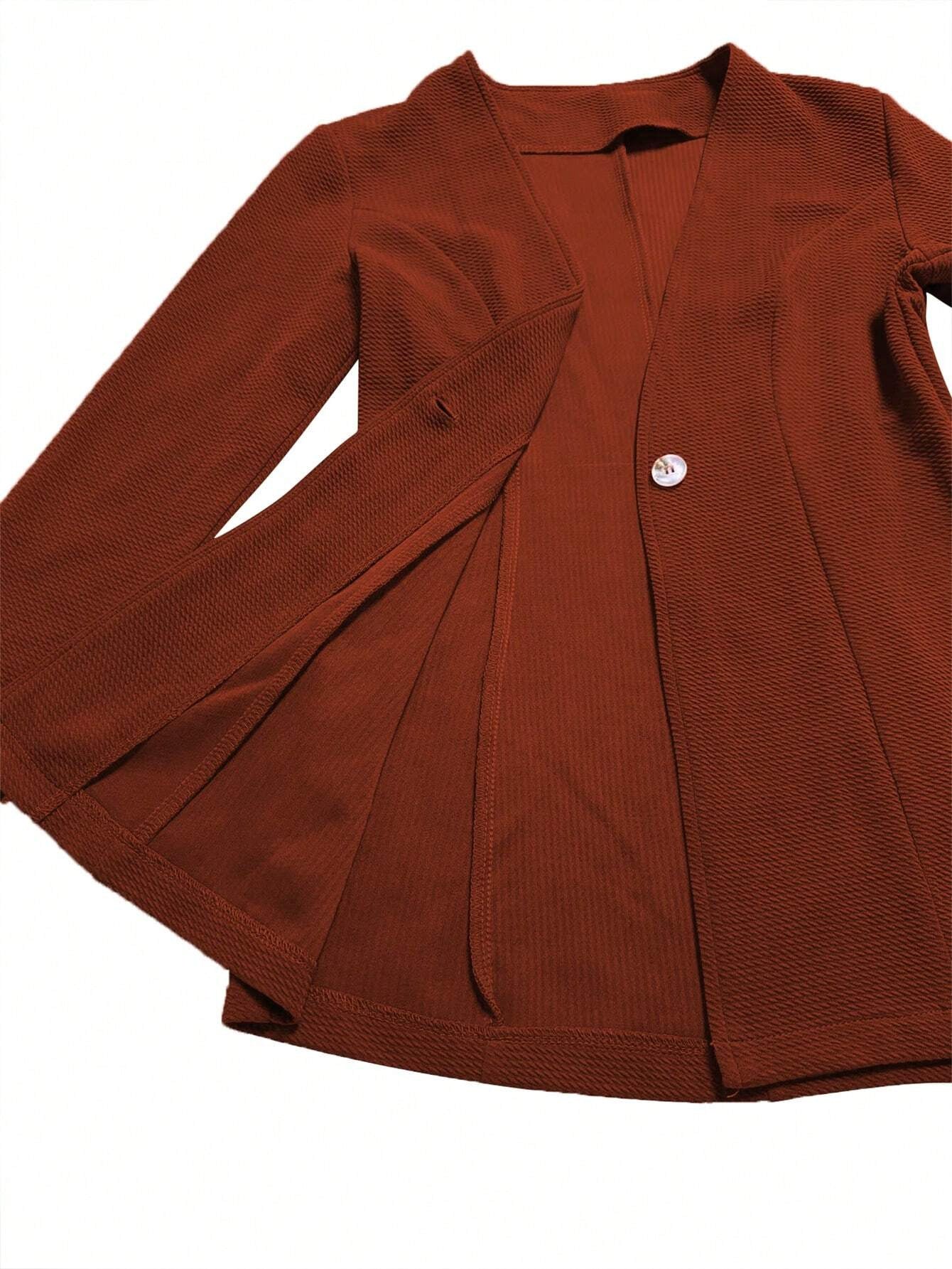 2025New Korean Fashion Style from Amazon Europe and America V Single Button Solid Color Long Sleeve Blazer
