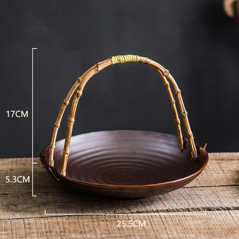 Creative Ceramic Dish Plate Handheld Basket Hotel Specialty Plate Fruit Plate Nut Plate Restaurant Ceramic Plate Display Plate