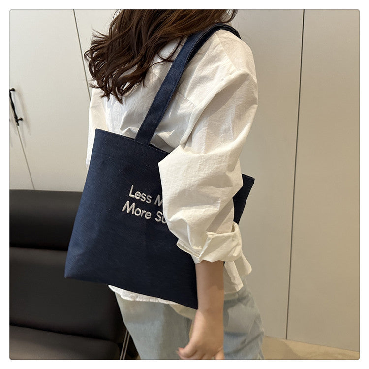 Vintage American Style Canvas Bag ins Large Capacity Student Commuter Artistic Single Shoulder Bag for Class Tote Bag for Women
