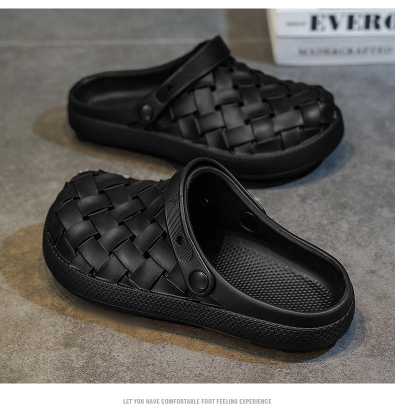 Croc Shoes Non-Slip Soft Sole Men's Closed-Toe Sandals Thick Sole Trendy ins Couple style casual slippers Korean version beach shoes