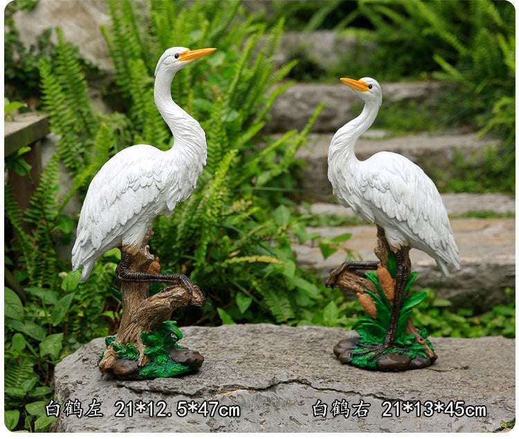 Outdoor Garden Imitation White Egret Fiberglass Ornament Home Courtyard Pool Rockery Resin Sculpture Floor Decoration