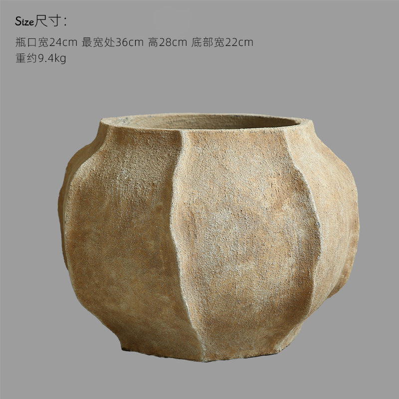 Silent Wind Cement Vase Flower Pot Indoor Living Room Desktop Decoration Entrance TV Cabinet Homestay Soft Decoration Flower Arrangement Ornament
