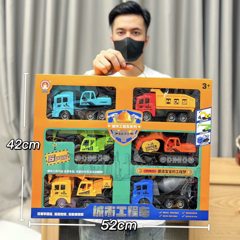 Durable Children's Toy Car Pull-Back Car Simulation Excavator Engineering Vehicle Fire Truck Airplane Model Boy's Gift