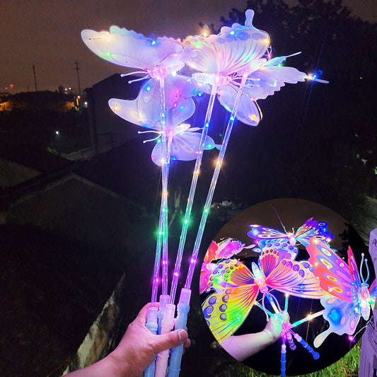 New Butterfly Night Market Stall Wholesale Children's Internet Celebrity3D Butterfly Colorful Glowing Toy Fairy Essential Wholesale