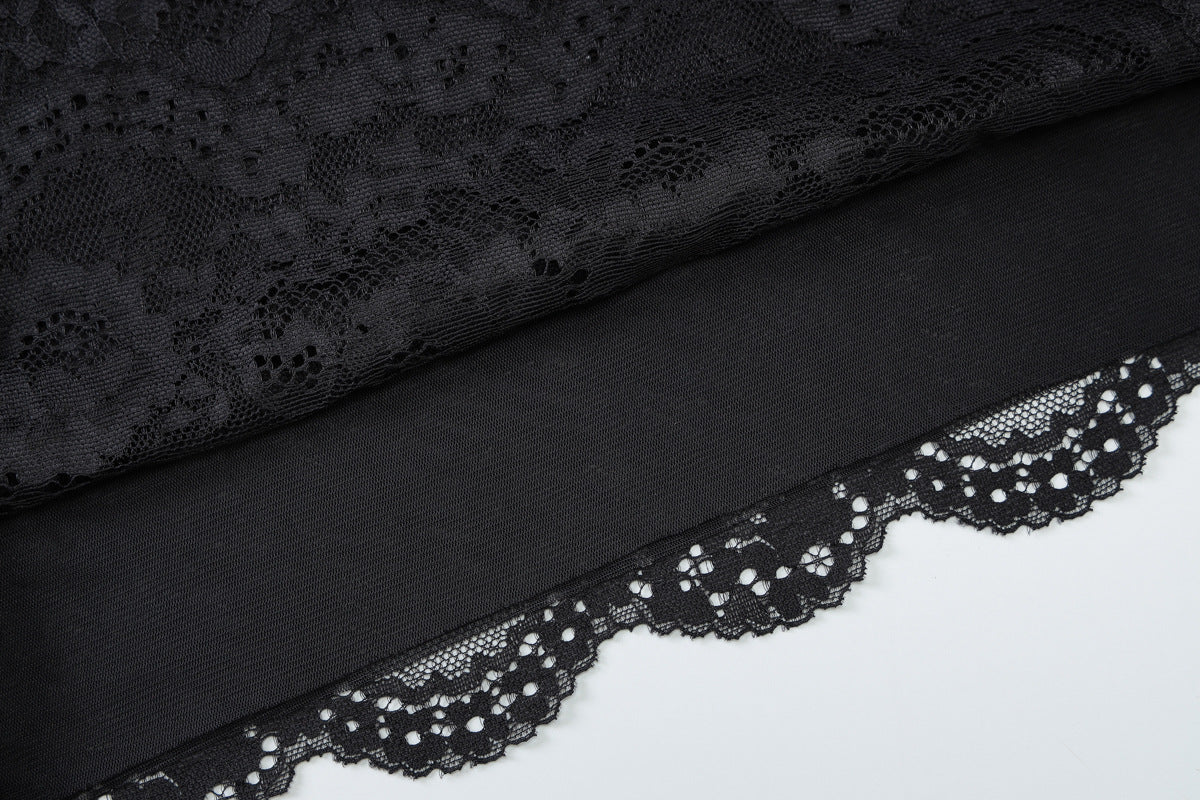 Europe and America ins Fashionable New Sexy Hot Girl Style Sheer Lace Tube Top Patchwork Bodycon Lace Dress for Women