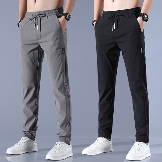 Men's Ice Silk Pants Loose Breathable Straight Slim Casual Pants Summer Thin Long Pants Stretch Men's Sports Wholesale