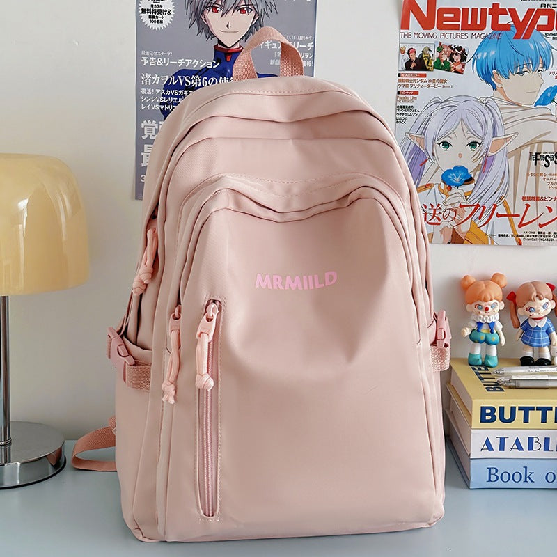 Large Capacity Backpack Women's New Fashion Simple School Bag Harajuku style solid color travel backpack for middle and high school students http://detail.1688.com/offer/967608488585.html