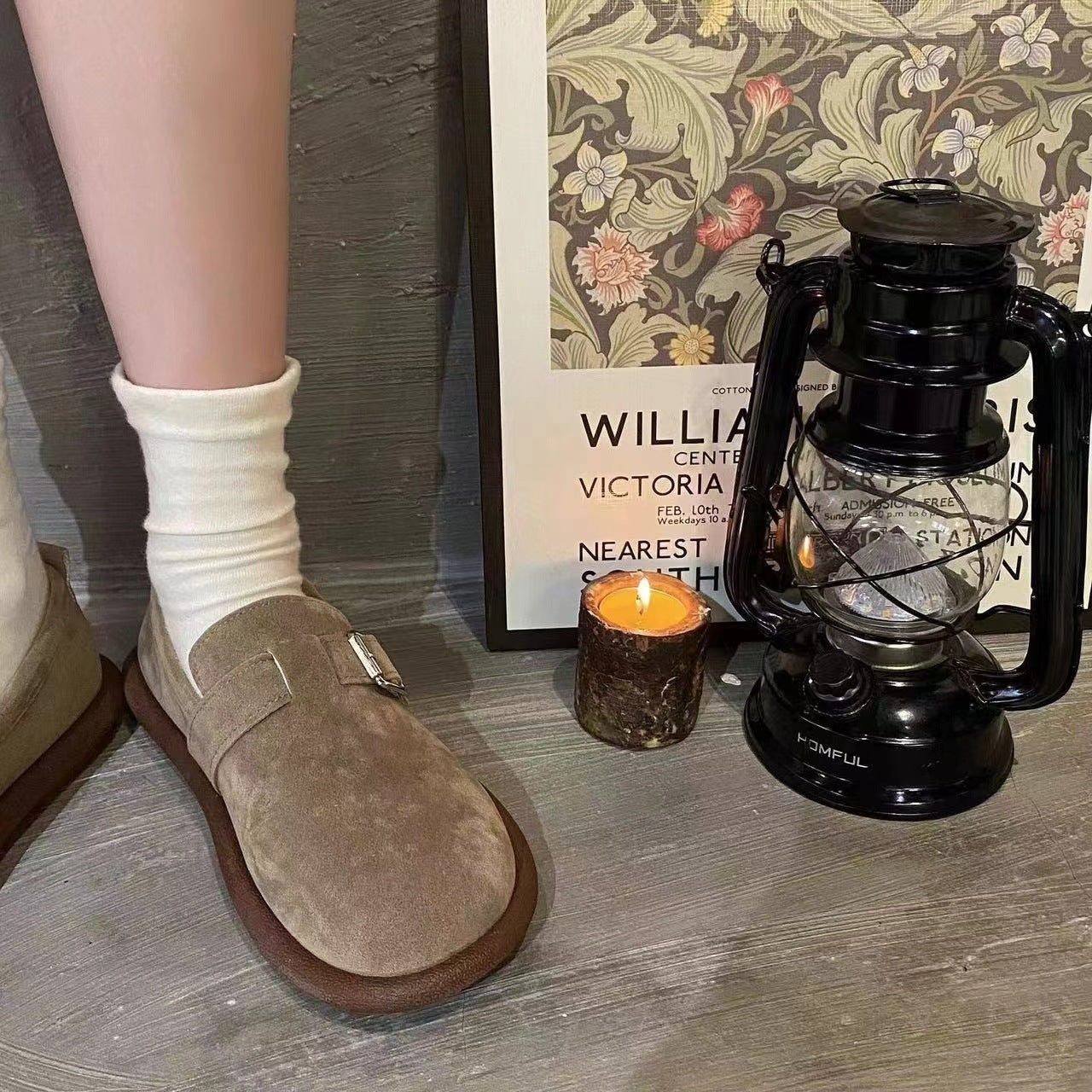 ins Super Popular Versatile Birkenstock Shoes for Female Students2024Spring and Autumn New Retro Slip-On Soft Sole Non-Slip Loafers