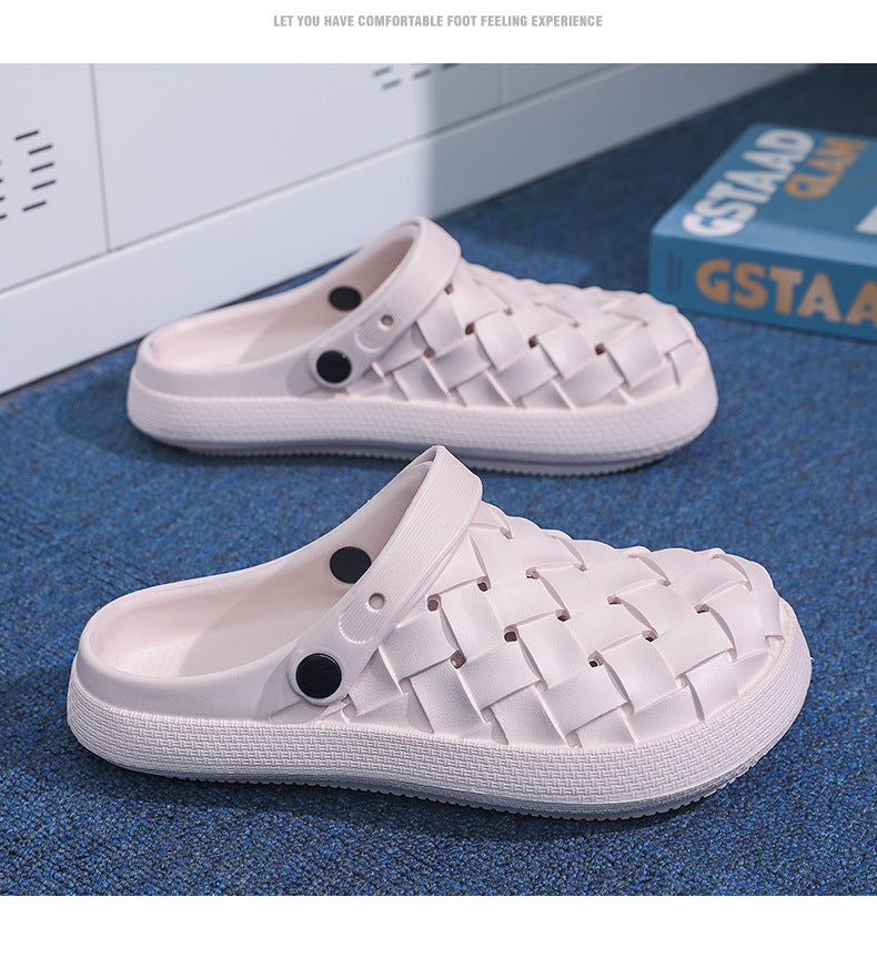 Croc Shoes Non-Slip Soft Sole Men's Closed-Toe Sandals Thick Sole Trendy ins Couple style casual slippers Korean version beach shoes