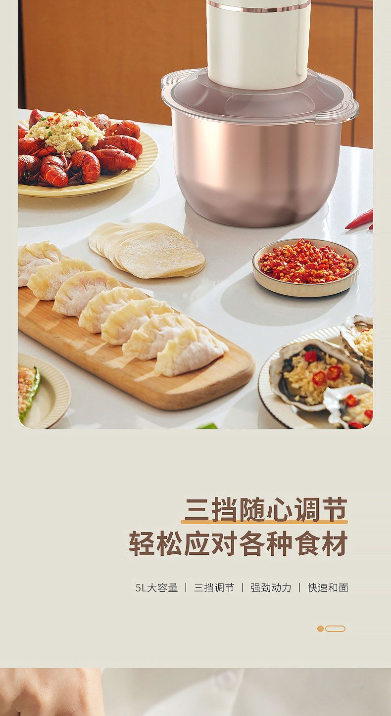 Meat Grinder Household Mixer Meat Mincer Stainless Steel Multifunctional Electric Food Processor Garlic Mincer Vegetable Chopper Cross-Border