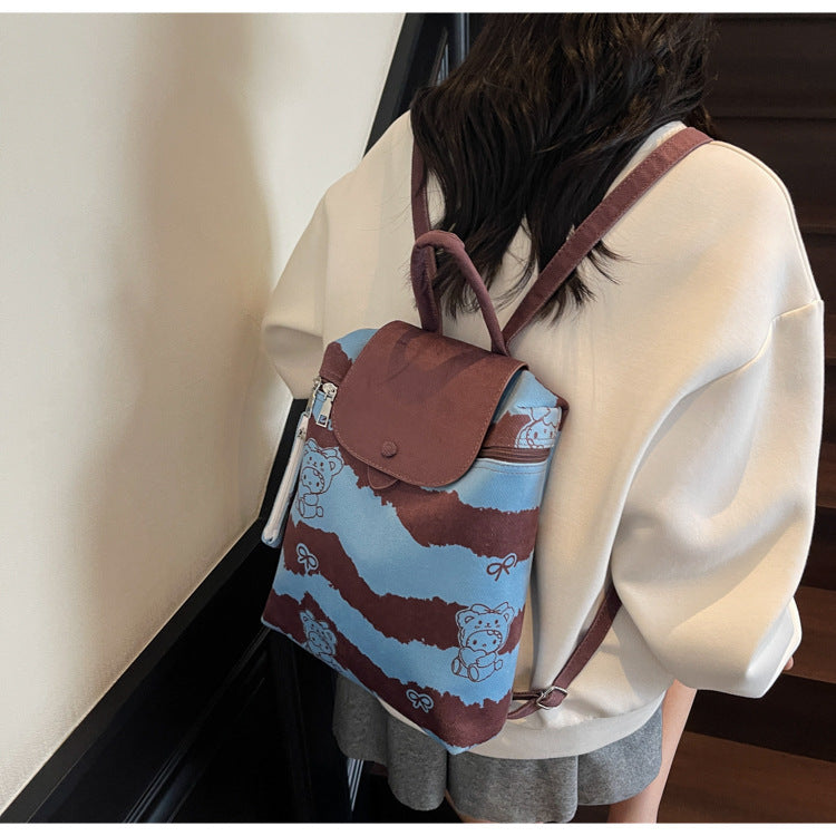 Korean Style Cute College Style Cartoon Handheld Bucket Bag for Women2025New leopard print backpack for class and commuting http://detail.1688.com/offer/960620063545.html