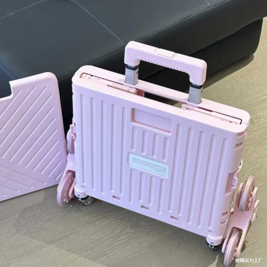 Pulling Cart for Grocery Shopping and Package Delivery, Lightweight Folding Stair Climbing Handcart with Cover