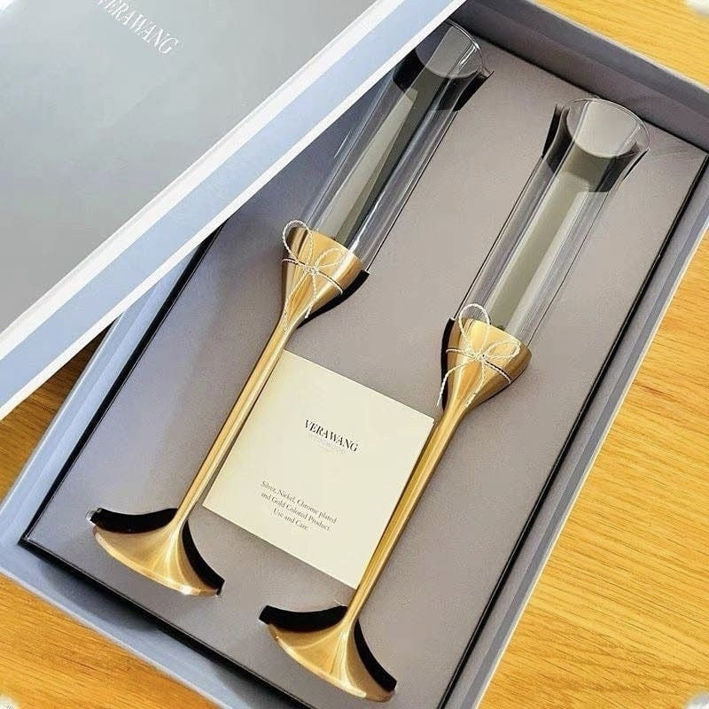 British Wang Weiwei Champagne Glass VeraWang Love Knot Rope Red Wine Pairing Goblet Wedding Gift Box