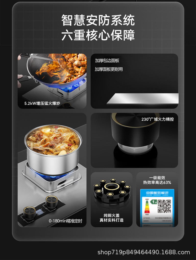 German Brand Gas Stove Double Burner Household Natural Gas Liquefied Gas High Flame Stove Nine-Cavity Direct Injection Stainless Steel New Model