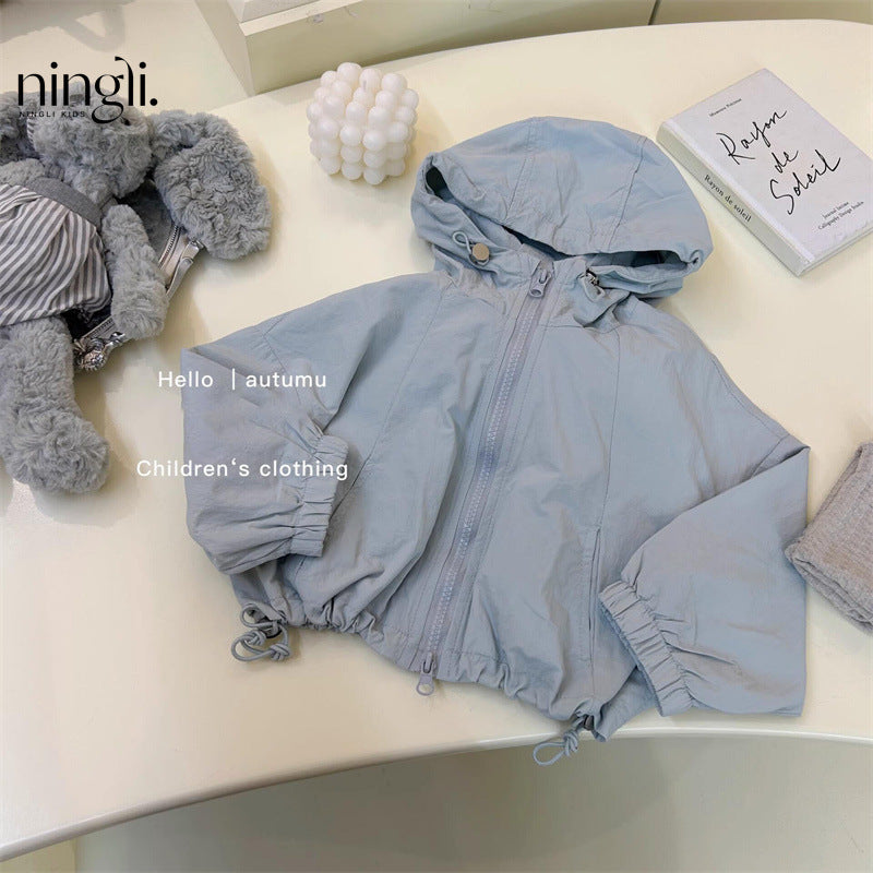 Sweet Little Girl's Windbreaker Jacket Autumn New Fashionable Children's Spring and Autumn Style Little Girl's Sports Hooded Top