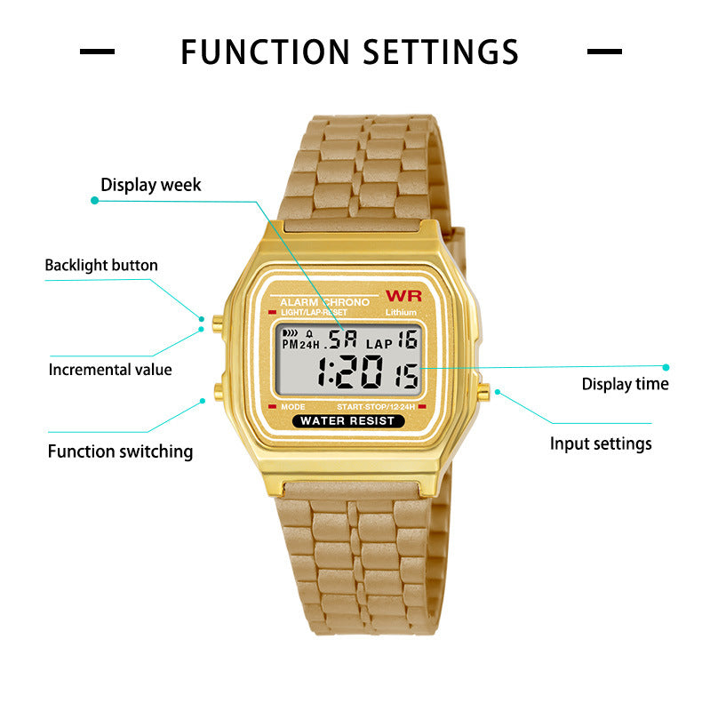 Foreign Trade LED Junior and high school students timing outdoor electronic watch men and women sports luminous alarm electronic watch wholesale