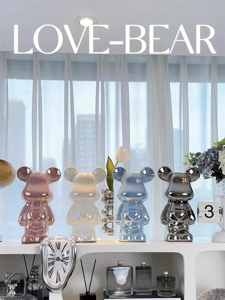 Chinese Style Violent Bear Ornament High-end Ceramic Living Room Entrance TV Cabinet Wine Cabinet Money Box Home Decoration Gift