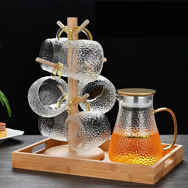 Cold Water Pitcher Glass High Temperature Resistant Household Cold Water Pitcher Set Large Capacity Tea Pitcher Cold Water Cup Juice Pitcher