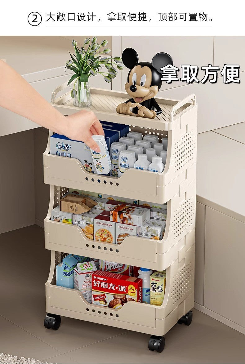 Thickened Floor-standing Small Cart Snack Storage Rack Multi-layer Organizer Living Room Bedroom Large Capacity Storage Organizer Mobile