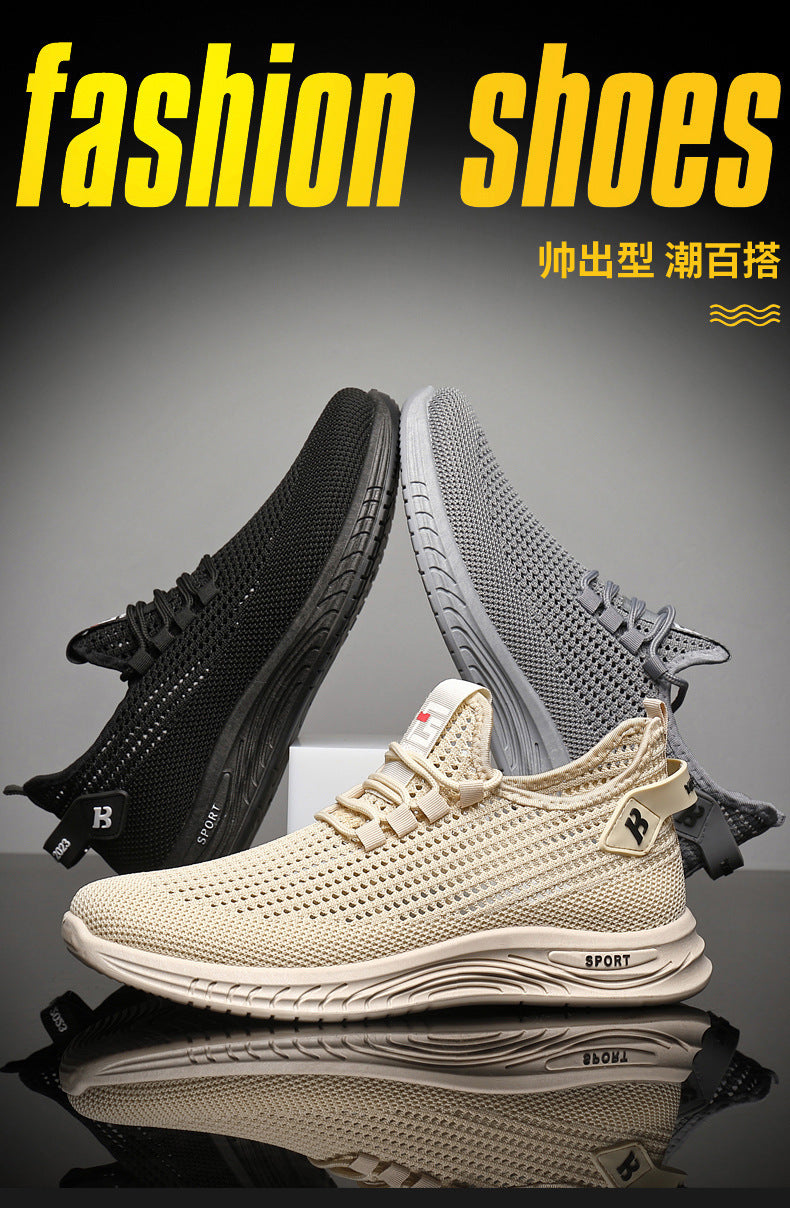 2024Wholesale Dropshipping Casual Sports Shoes Lightweight Breathable Trendy Men's Shoes Summer New Soft Sole Round Toe