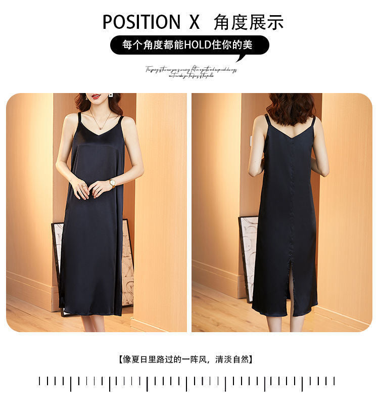 Lace Strap Dress Vest for Women, Inner Wear and Outer Wear, Spring and Summer New Loose Plus Size Silk Satin Collar Sleeveless