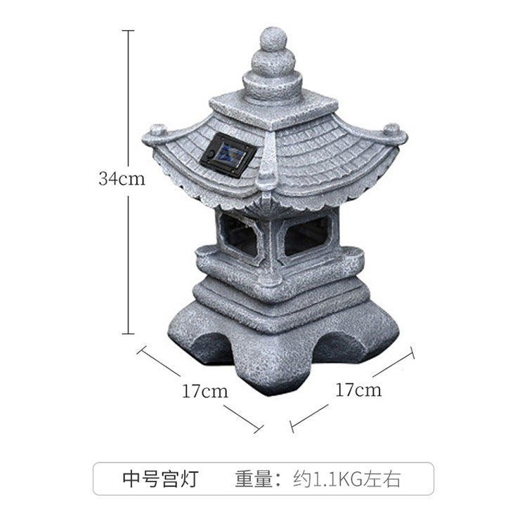 Chinese Antique Style Palace Lantern Solar Outdoor Courtyard Decoration Ornament Garden Villa Balcony Floor Landscape Lamp