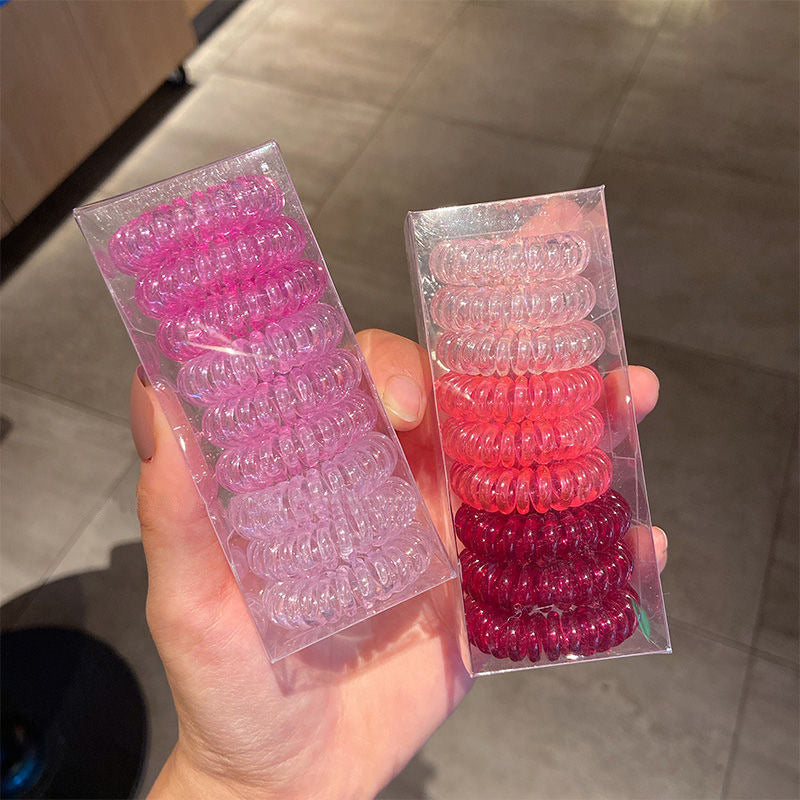 TikTok Hot Trend Korean Version ins Internet Celebrity Boxed Gradient Telephone Wire Hair Tie Fresh Style Elastic Band One Piece Dropshipping