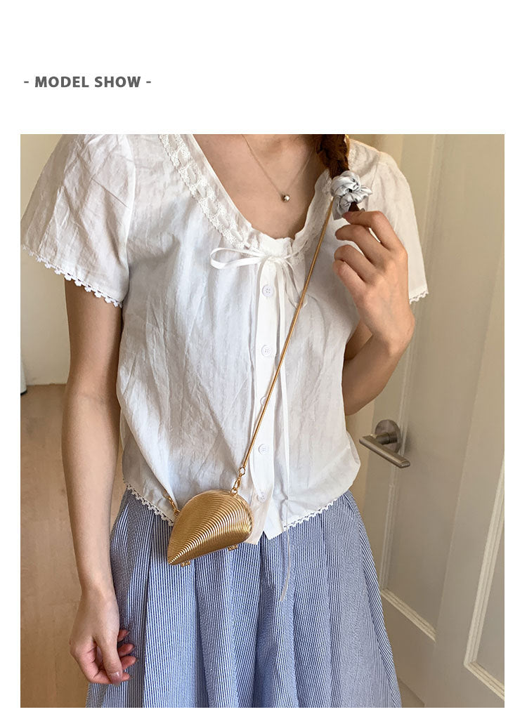 Mini2025Summer New Bag Niche Metal Shell Single Shoulder Chain Crossbody Bag Evening Fashion Small Bag for Women