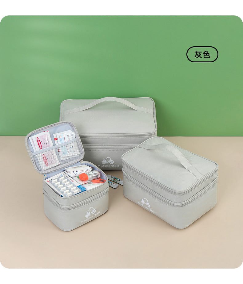 Outdoor First Aid Kit Large Capacity Household Medicine Box Double Layer Classification Storage Medicine Organizer Travel Portable Medicine Bag