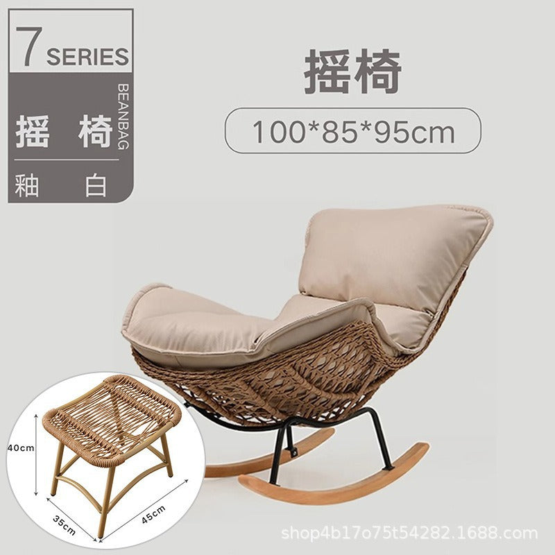 Rocking Chair Recliner Adult Sleepable Single Rattan Balcony Lazy Chair Bedroom Leisure Home Lazy Sofa