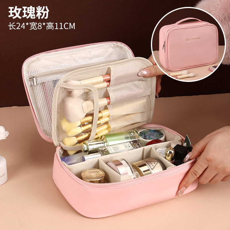 Cross-Border New Detachable Makeup Bag Waterproof Large Capacity Storage Bag Portable Handheld Free Partition Toiletry Bag