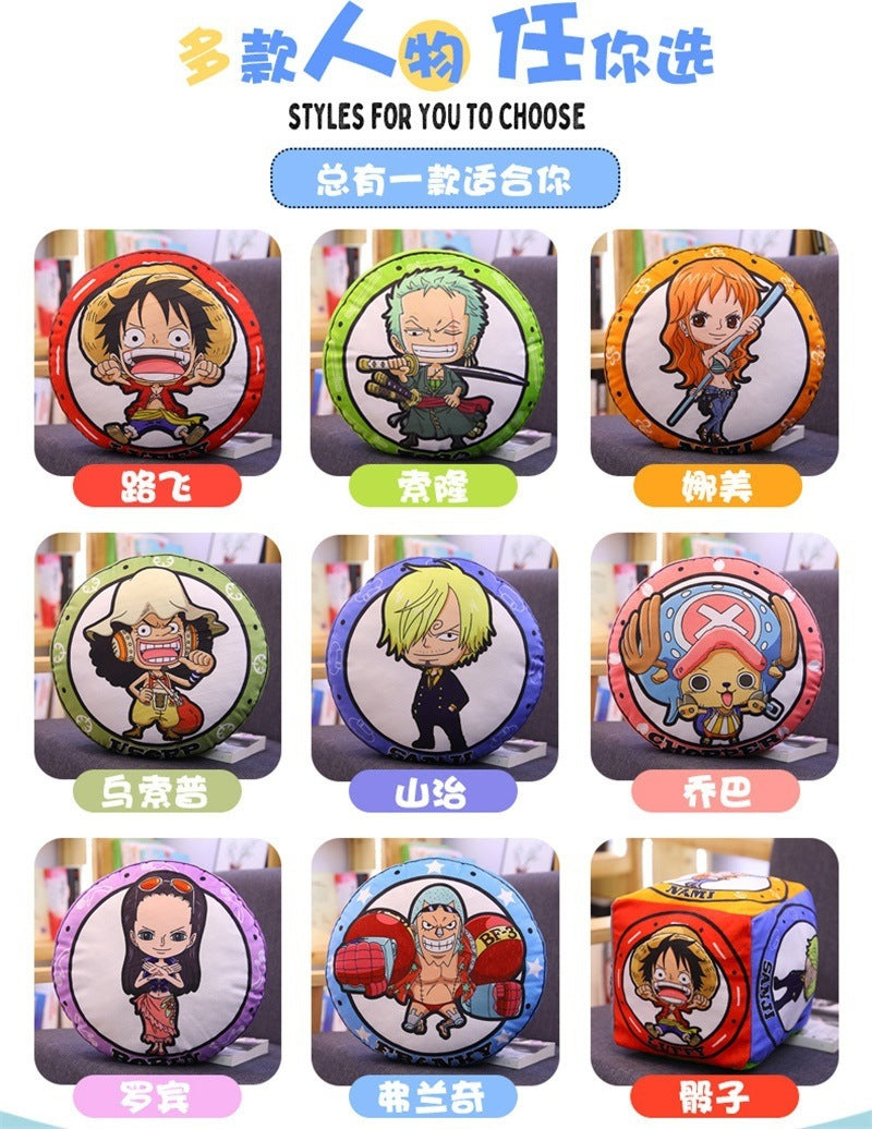 New One Piece Round Pillow Anime Merchandise Luffy Chopper One Piece Double-Sided Print Nap Cushion In Stock