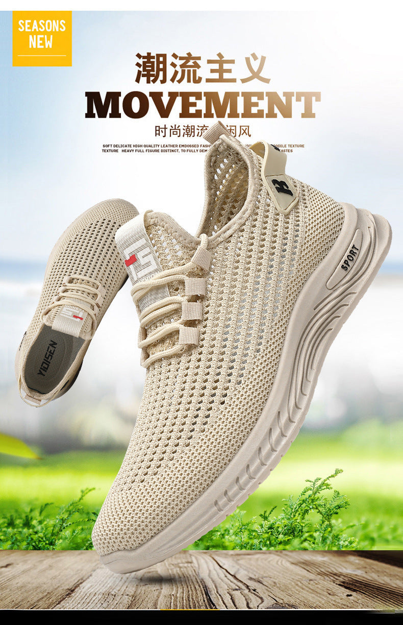 2024Wholesale Dropshipping Casual Sports Shoes Lightweight Breathable Trendy Men's Shoes Summer New Soft Sole Round Toe