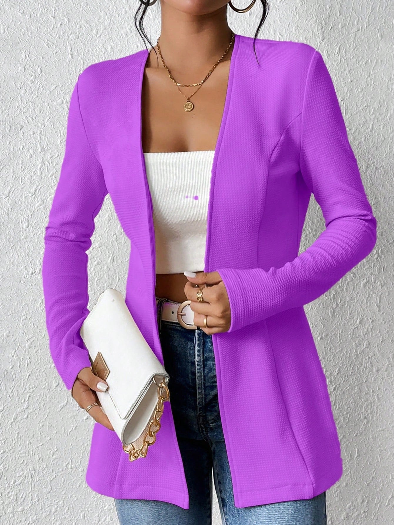 2025New Korean Fashion Style from Amazon Europe and America V Single Button Solid Color Long Sleeve Blazer