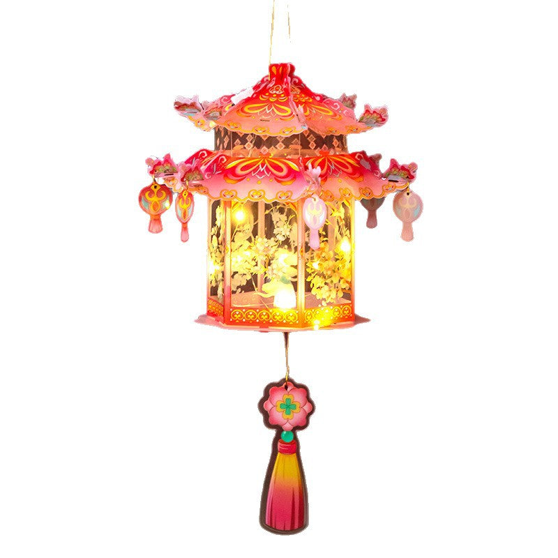 2025Mid-Autumn Festival Ancient Style Handmade Lantern diy Lantern Children's Handheld Palace Lantern Glowing Projection Lantern Chinese Style Lantern