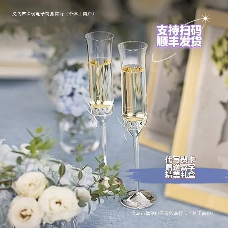 British Wang Weiwei Champagne Glass VeraWang Love Knot Rope Red Wine Pairing Goblet Wedding Gift Box